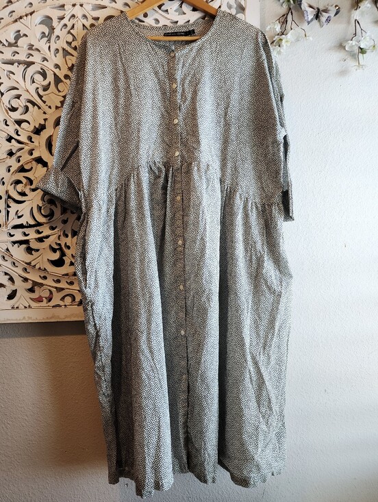 Gudrun Sjoden Dresses & Skirts - GUDRUN SJODEN POLKADOT FRONT BUTTON MIDI DRESS SIDE POCKETS 3/4 SLEEVES SZ LARGE